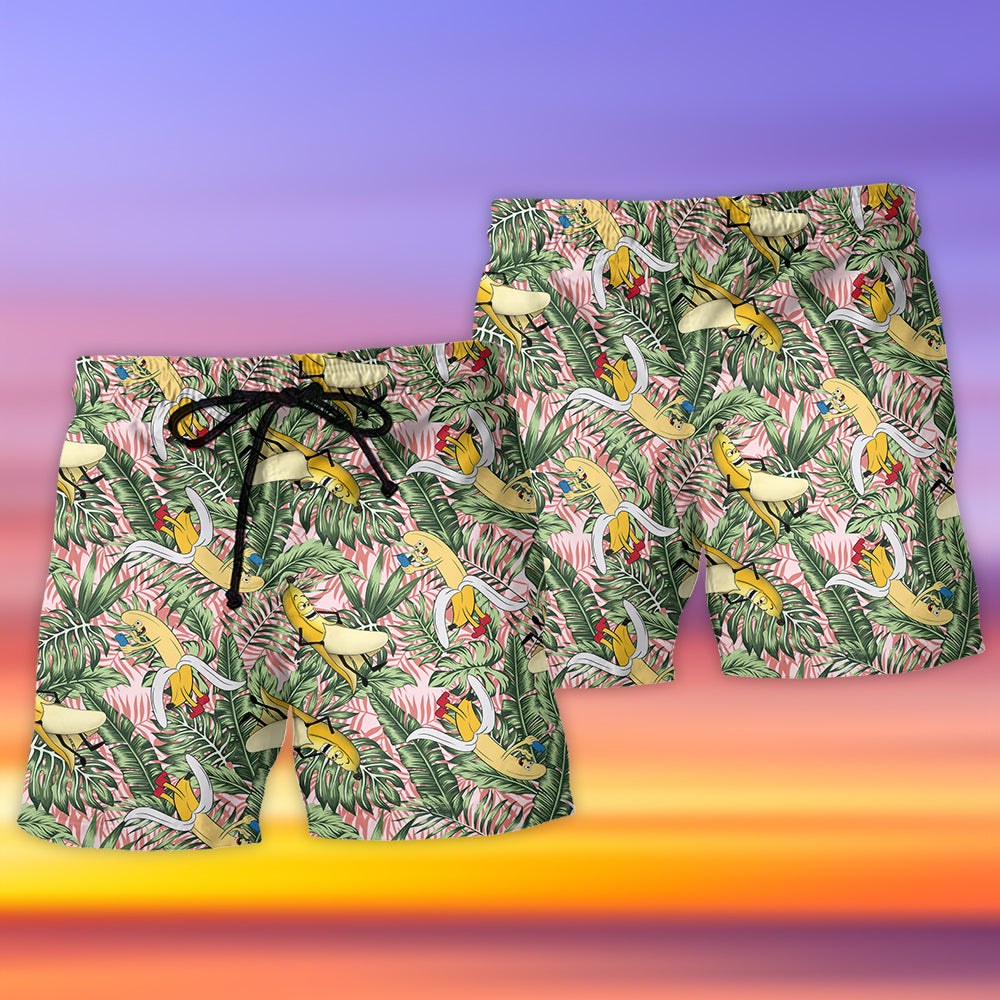 Banana Playful Humor Fun Beach Shorts Print Detail For Beach Activities And Vacation Wear