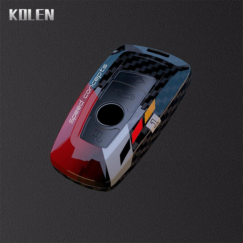Car Key Cover Compatible with BMW 1 3 5 7 Series X1 X3 X4 X5 X6 G20 G30 F15 F16 G01 G02 G05 F10 F20 F30 G07 F34 – ABS Carbon Fiber Style