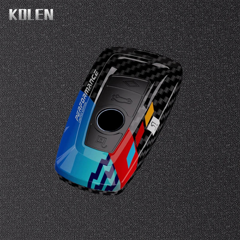 Car Key Cover Compatible with BMW 1 3 5 7 Series X1 X3 X4 X5 X6 G20 G30 F15 F16 G01 G02 G05 F10 F20 F30 G07 F34 – ABS Carbon Fiber Style