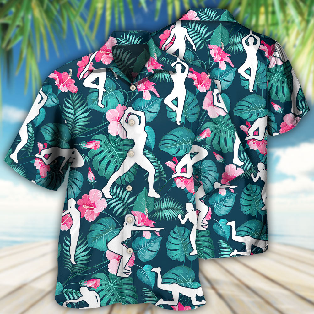 Tropical Floral Aerobics Hawaiian Shirt Design View For Resort Travel And Thoughtful Gifting
