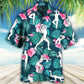 Tropical Floral Aerobics Hawaiian Shirt Pattern Detail For Summer Holidays And Outdoor Fun