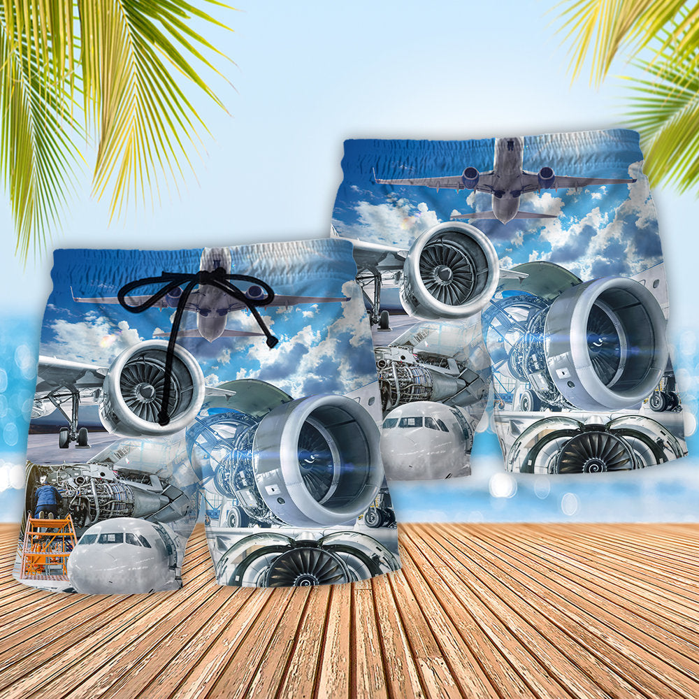 Aeronautical Engineer Aviation Beach Shorts Artwork Detail For Car And Bike Lover Gifts