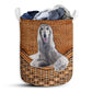 Small Size Afghan Hound Dog Rattan Texture Laundry Basket For Bathroom Bedroom Storage