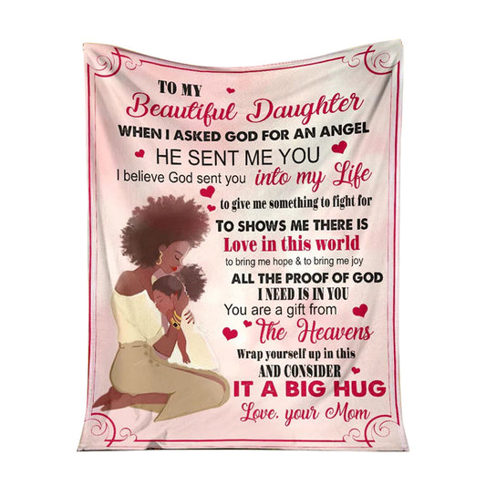 African American I Asked God For A Best Friend Flannel Blanket For Cozy Bedroom Sofa Decor