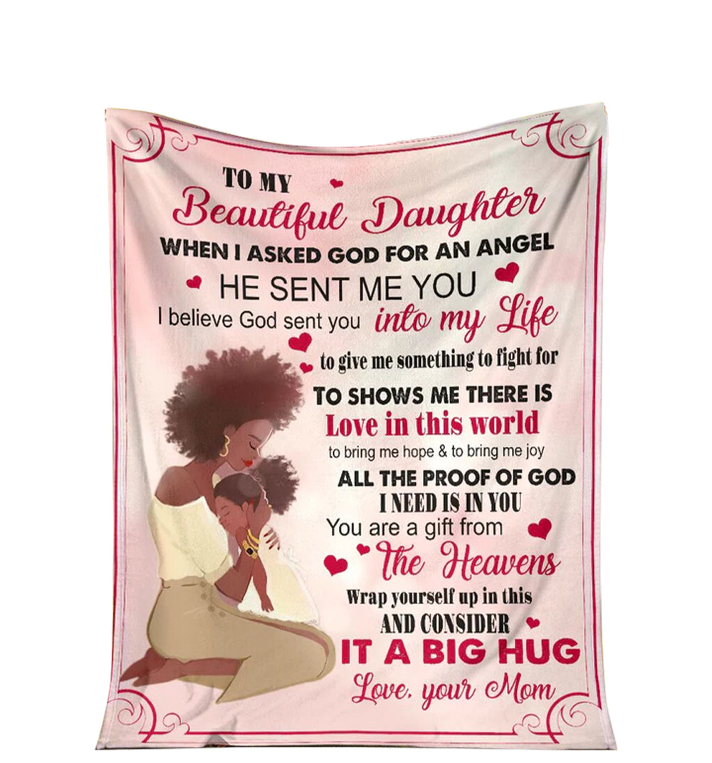 African American I Asked God For A Best Friend Flannel Blanket For Cozy Bedroom Sofa Decor