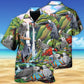 Gray Parrot African Hawaiian Shirt Pattern Detail For Vacation Travel And Daily Wear