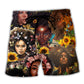 Strong Black Empower Beach Shorts Pattern View For Weekend Trips And Outdoor Activities