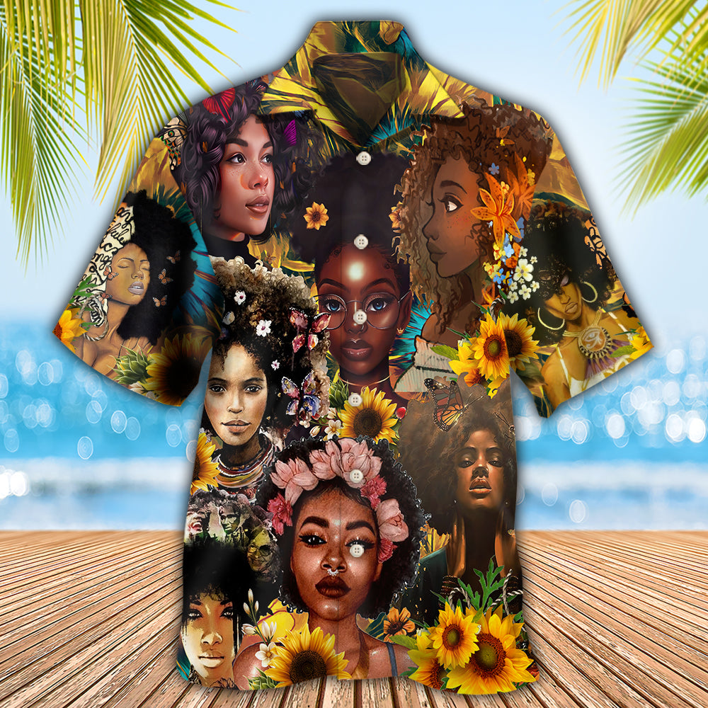 Black Women Strong Hawaiian Shirt Design Detail For Beach Days And Holiday Travel