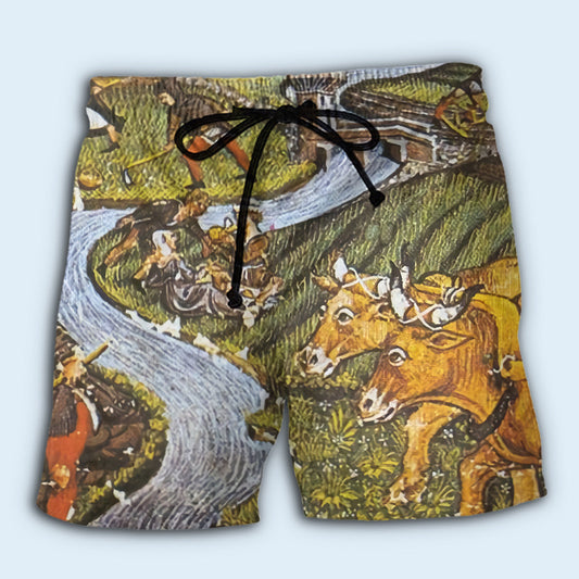 Vintage Farm Agriculture Beach Shorts For Warm Weather Travel And Everyday Comfort