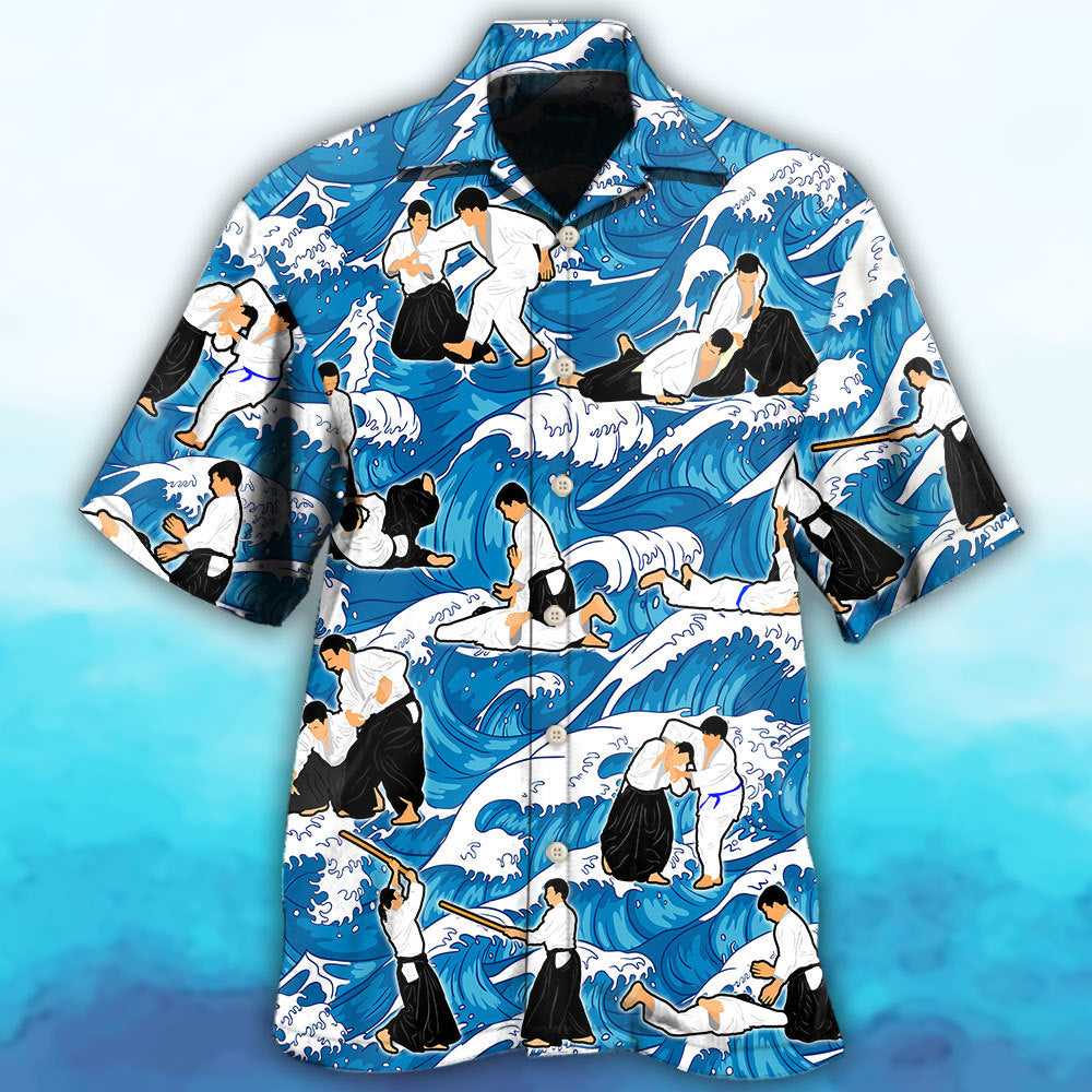 Aikido Strength Martial Arts Hawaiian Shirt For Tropical Holidays, Outdoor Gatherings, And Everyday Comfort