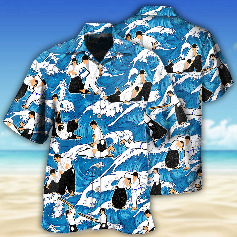 Aikido Strength Martial Arts Hawaiian Shirt For Tropical Holidays, Outdoor Gatherings, And Everyday Comfort