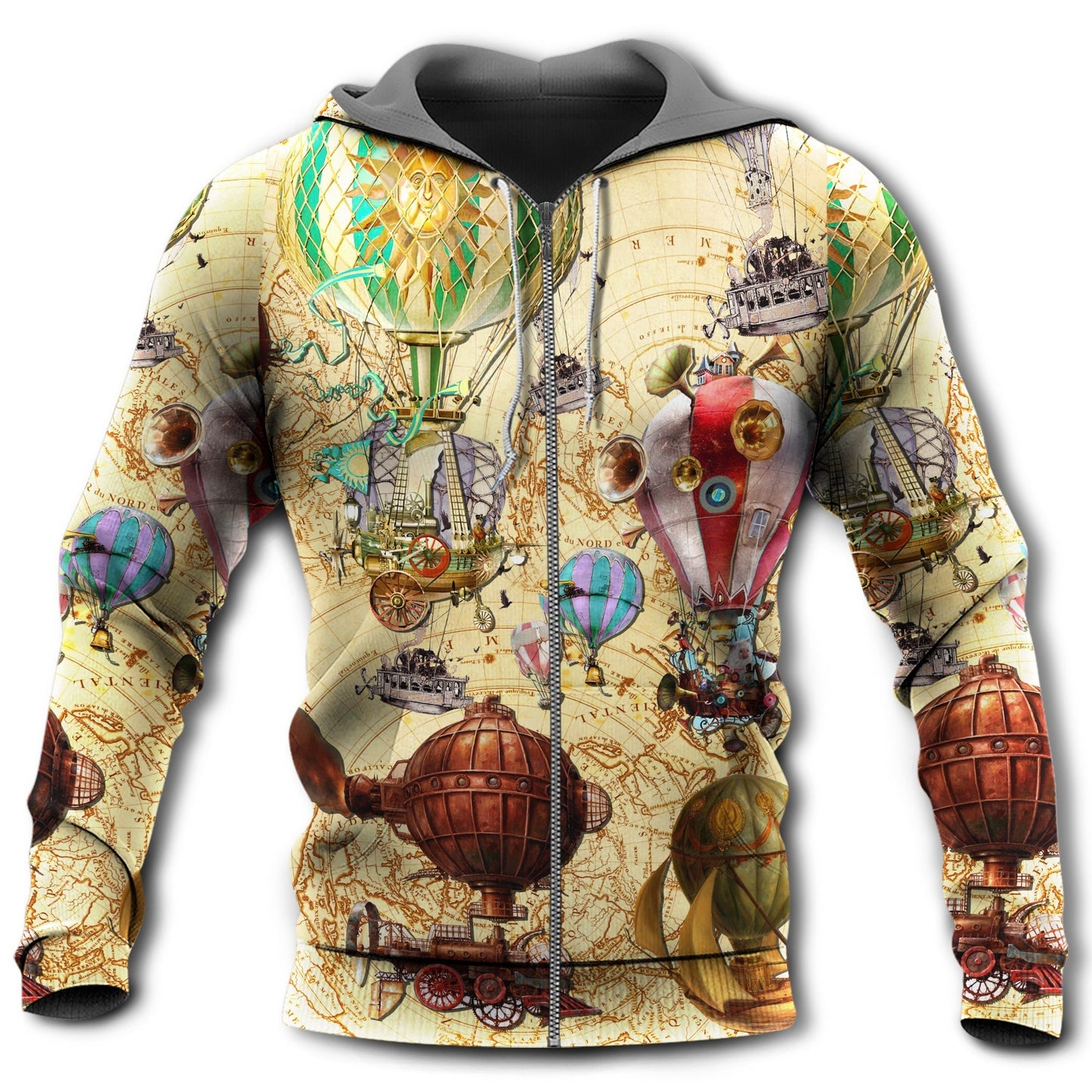 Vintage Hot Air Balloon Flight Hoodie For Casual Street Style Travel And Daily Comfort