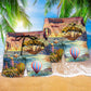 Steampunk Air Balloon Adventure Beach Shorts Pattern Detail For Summer Adventures And Vacation Ready Style
