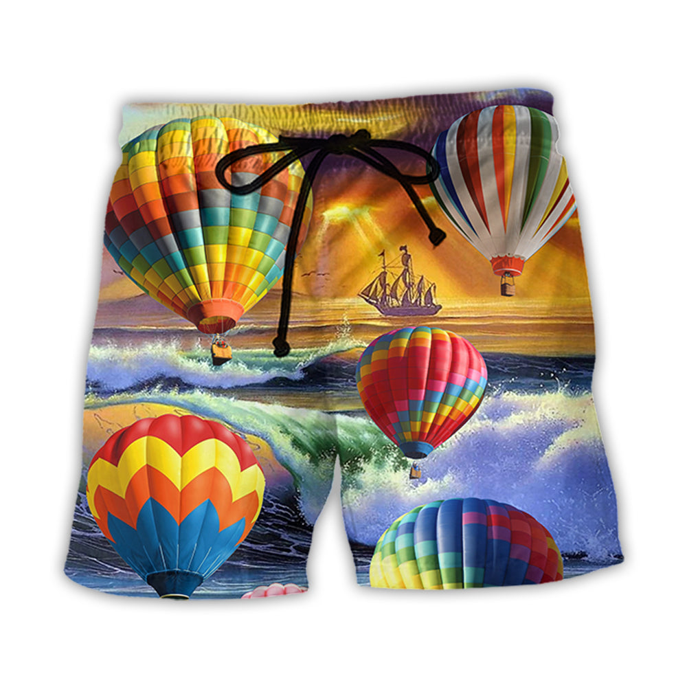 Balloon Love Life Positive Beach Shorts Design View For Summer Events And Coastal Getaways