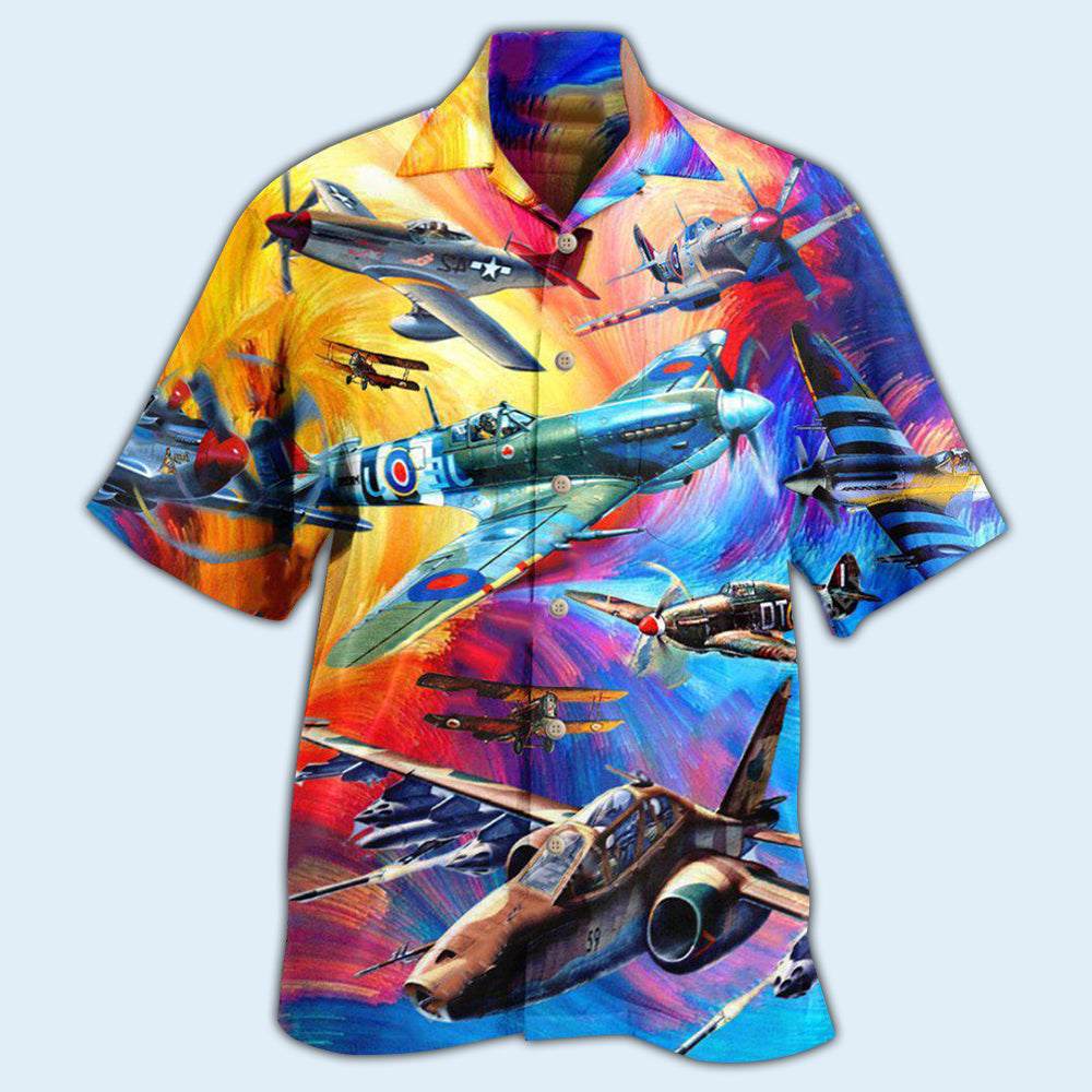 Aircraft Adventures Interesting Hawaiian Shirt Pattern View For Relaxed Warm Weather Outfits