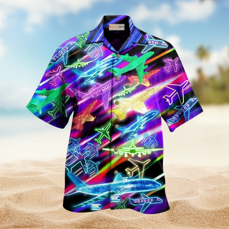 Aircraft Sky Adventure Hawaiian Shirt For Vehicle Fans Island Getaways And Comfortable Vacation Wear