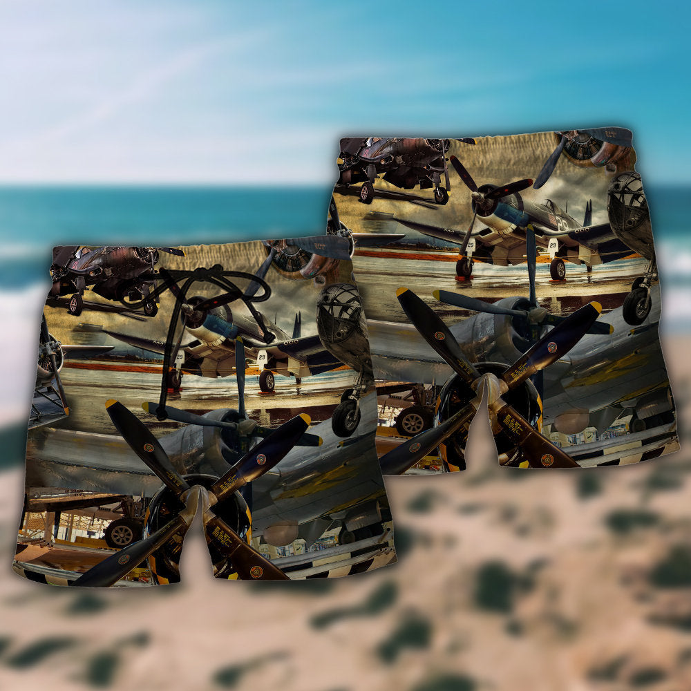 Aircraft The Sky Is Calling Hawaiian Print Beach Shorts For Summer Travel And Airshows