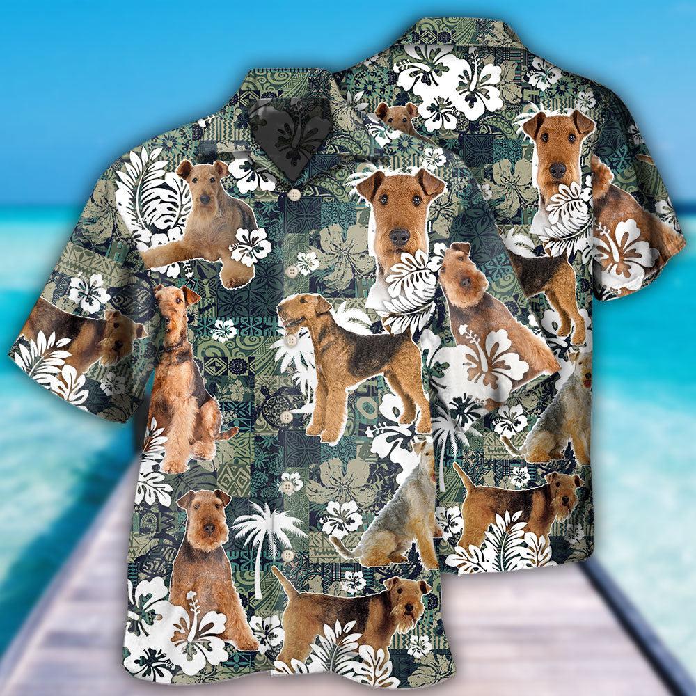 Tropical Dog Airedale Terrier Hawaiian Shirt For Summer Events And Casual Outdoor Wear