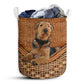 Small Size Airedale Terrier Dog Rattan Texture Laundry Basket For Bathroom Bedroom Storage