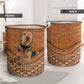Airedale Terrier Dog Rattan Texture Laundry Basket For Room Home Organizer