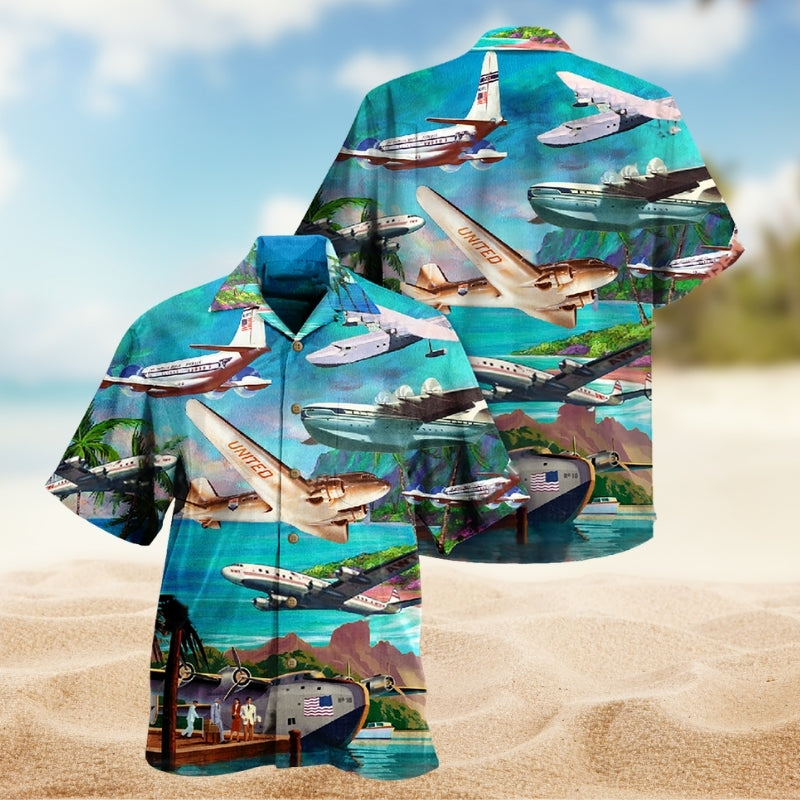 Airplane Fly Hawaii Hawaiian Shirt For Island Vacations, Resort Wear, And Relaxed Seasonal Style