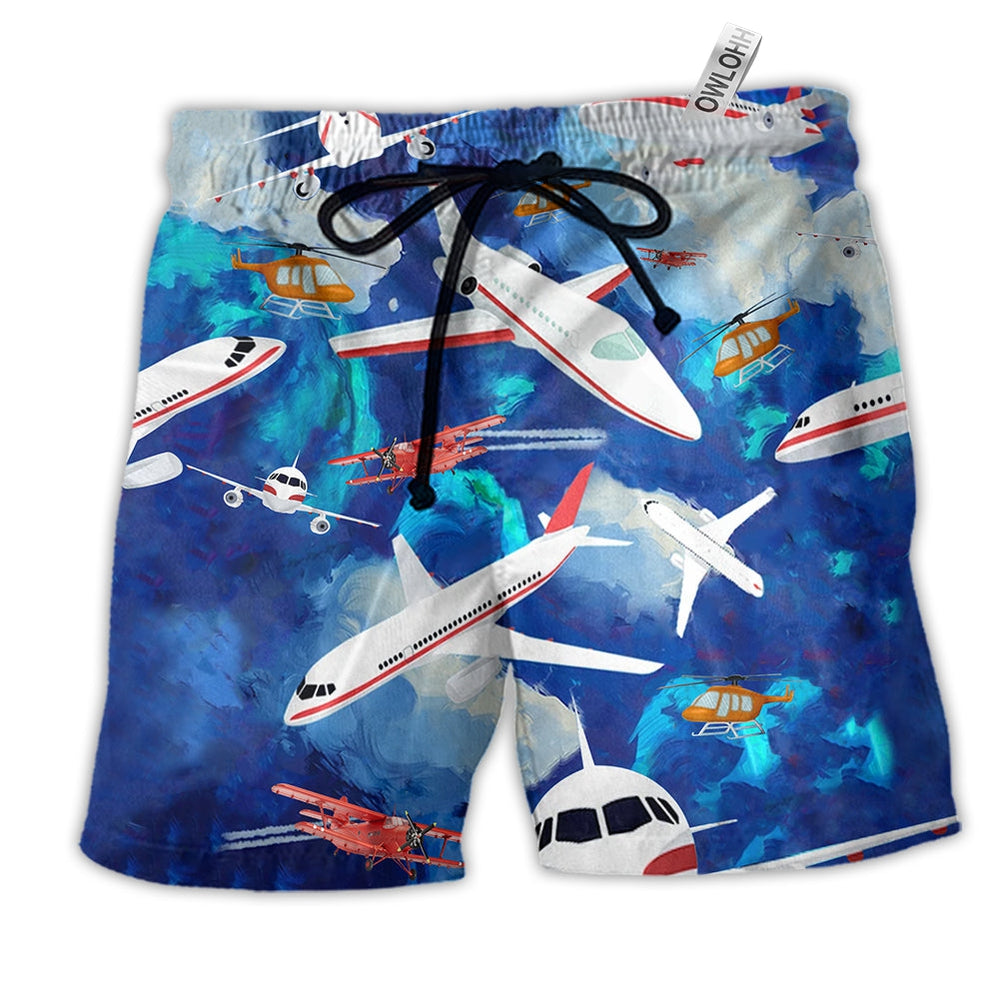 Airplane Life Is Simple Eat Sleep Fly Hawaiian Beach Shorts For Relaxed Aviation Inspired Wear