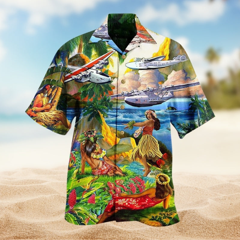 Christmas Hippie Santa Bus Peace Hawaiian Shirt Detailed Pattern View For Weekend Trips