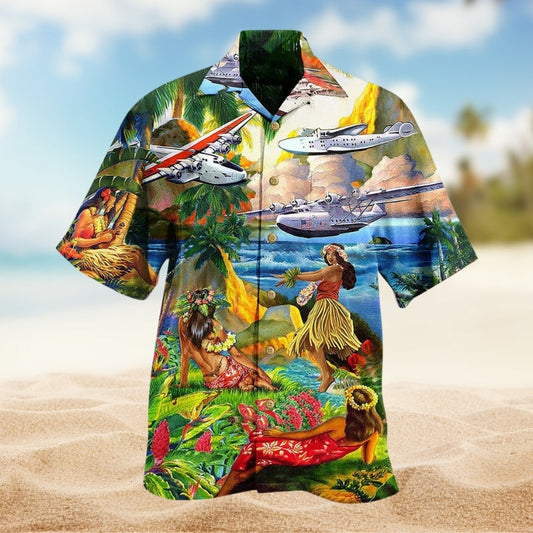 Christmas Hippie Santa Bus Peace Hawaiian Shirt Detailed Pattern View For Weekend Trips