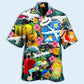 Floral Cute Airplane Hawaiian Shirt With All Over Print For Beach Parties Vacation Travel And Relaxed Casual Style