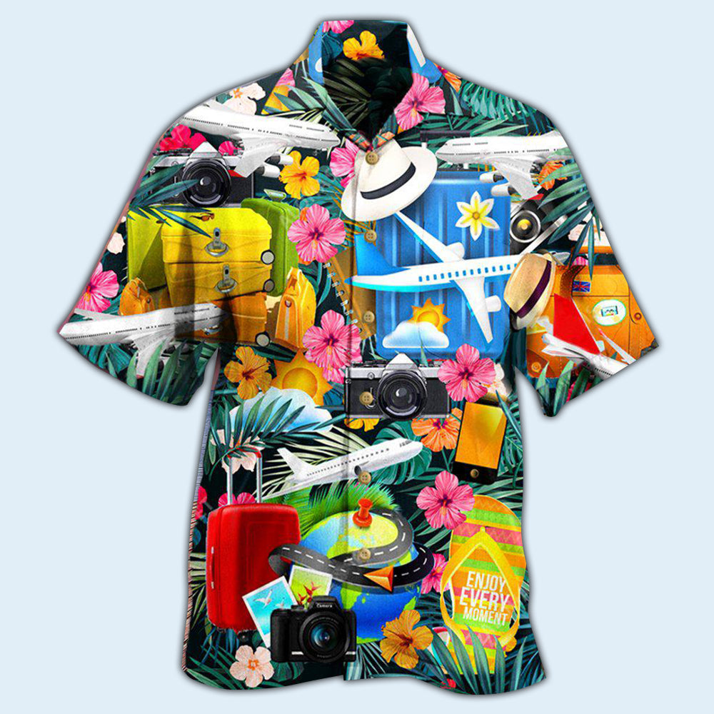 Floral Cute Airplane Hawaiian Shirt With All Over Print For Beach Parties Vacation Travel And Relaxed Casual Style