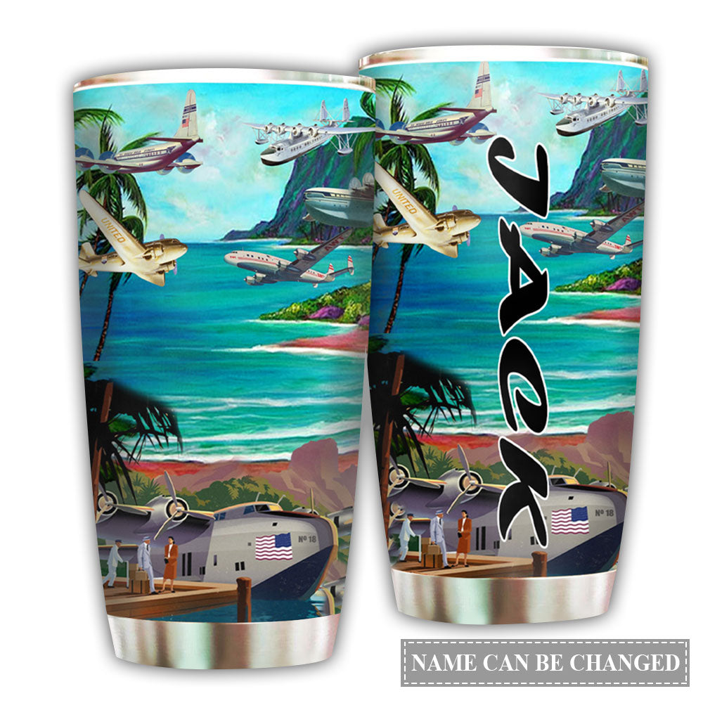 Airplane To Hawaii Personalized 20 Oz Tumbler For Coffee Travel And Daily Drinks