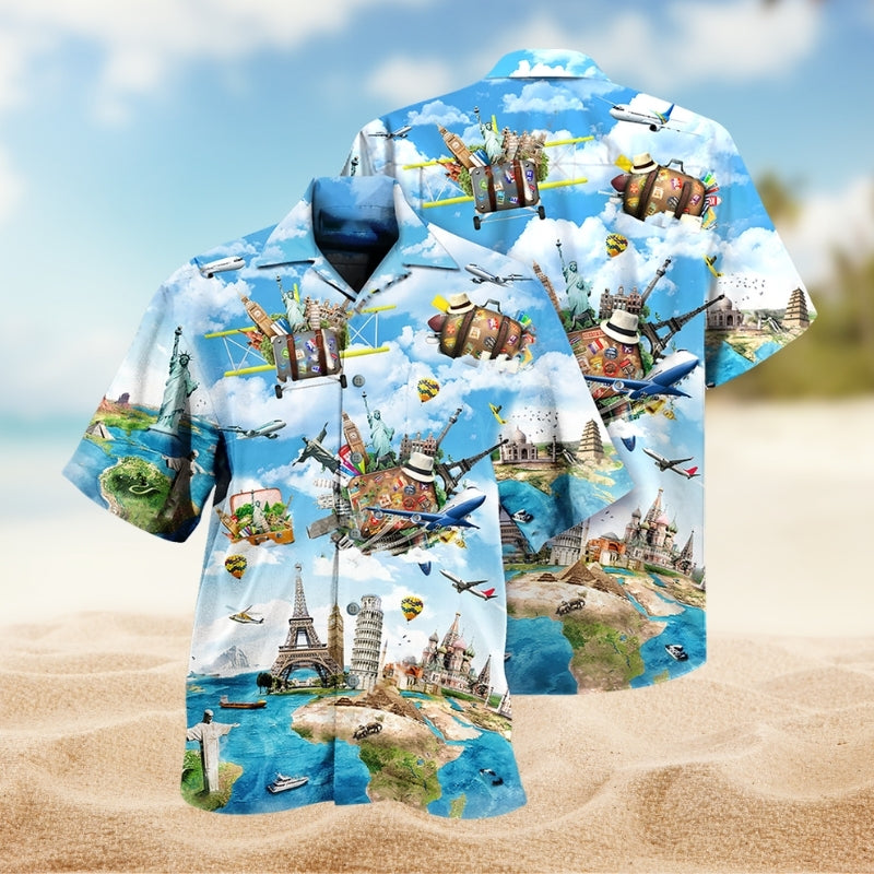 Airplane Travel Hawaiian Shirt For Island Vacations, Resort Wear, And Relaxed Seasonal Style