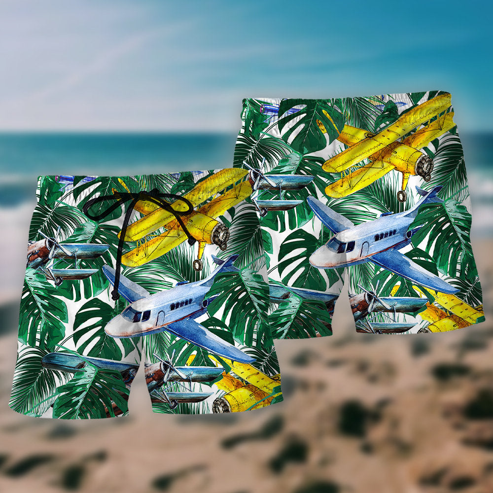 Airplane Dream Wish Beach Shorts Print Detail For Beach Activities And Vacation Wear