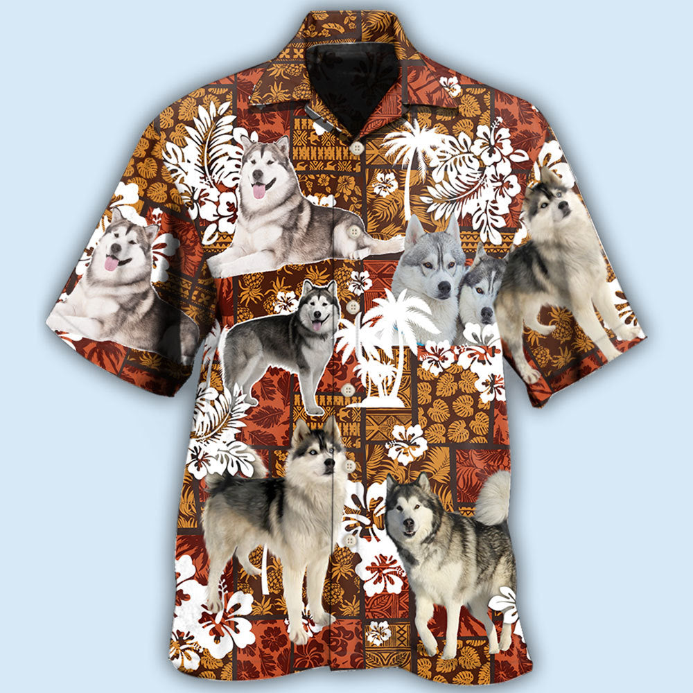 Tropical Alaskan Malamute Hawaiian Shirt For Island Getaways, Outdoor Gatherings, And Comfortable Summer Wear