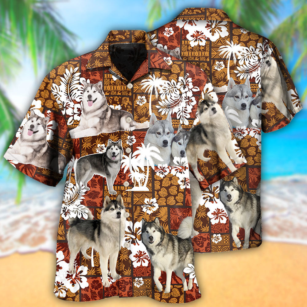 Tropical Alaskan Malamute Hawaiian Shirt For Island Getaways, Outdoor Gatherings, And Comfortable Summer Wear