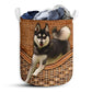 Small Size Alaskan Klee Kai Dog Rattan Texture Laundry Basket For Bathroom Bedroom Storage