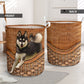 Alaskan Klee Kai Dog Rattan Texture Laundry Basket For Room Home Organizer