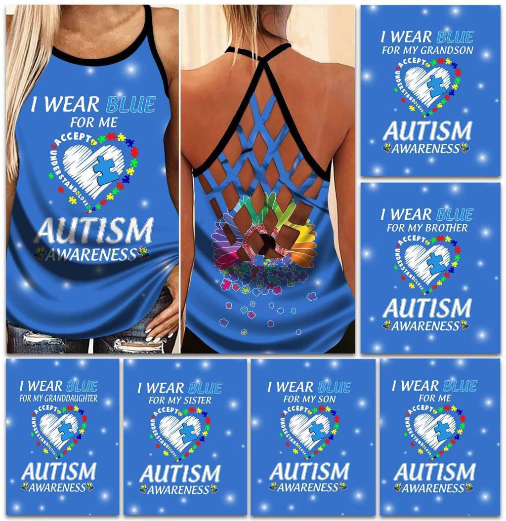 Autism Awareness Wear Blue Support Hollow Tank Top For Awareness Gatherings And Daily Wear