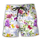 I Like Math Floral Creative Beach Shorts Print Detail For Beach Activities And Vacation Wear