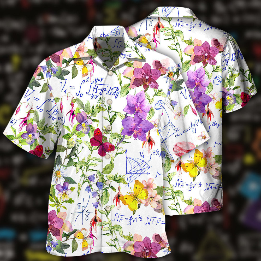 Floral Cute Mathematics Hawaiian Shirt With All Over Print For Tropical Travel Beach Gatherings And Comfortable Wear