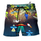 Alien With Music Cool Style Hawaiian Print Beach Shorts For Beach Days And Casual Style