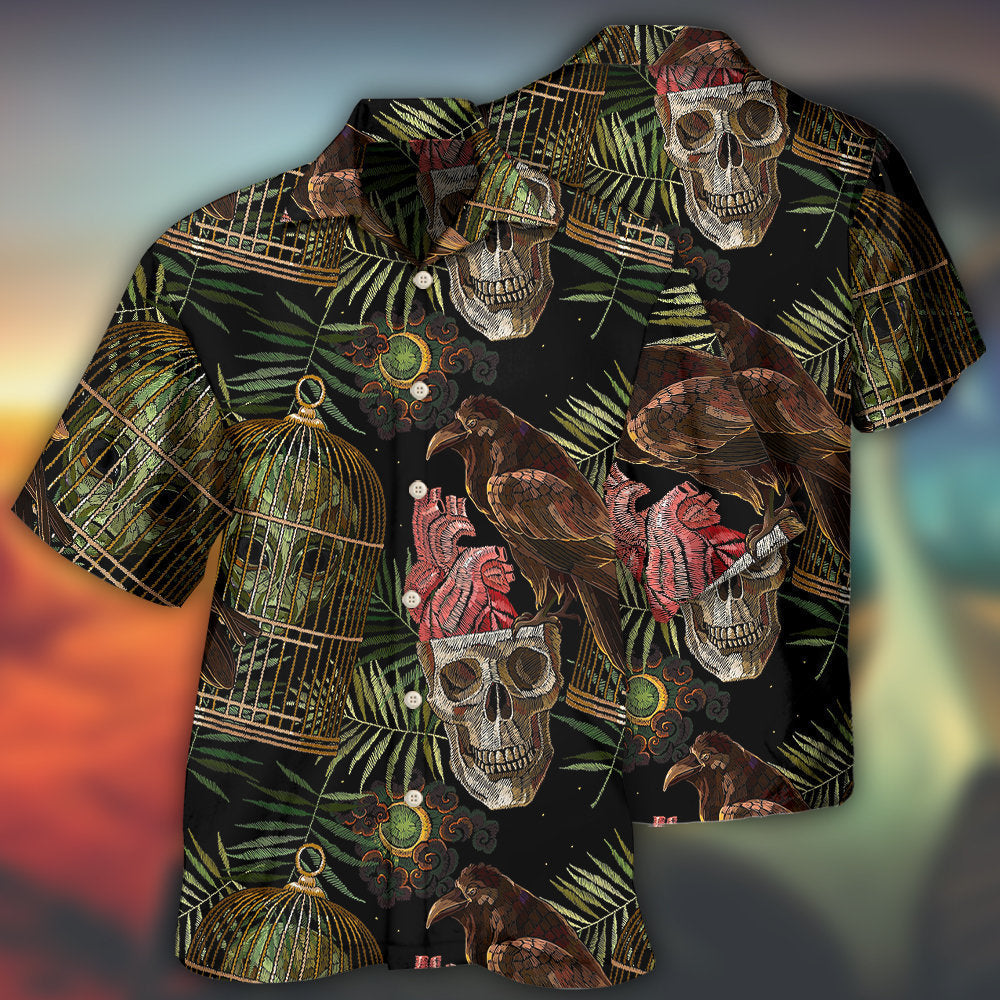 Skull And Space Explorer Hawaiian Shirt With Detailed Graphic For Coastal Vacations Warm Weather Events And Daily Style