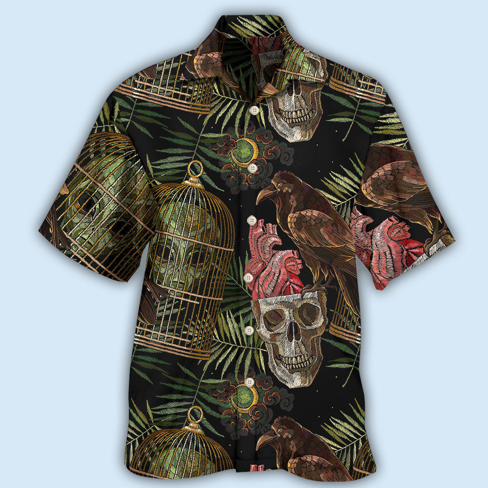 Creative Alien Skull Sci Hawaiian Shirt For Tropical Holidays, Outdoor Gatherings, And Everyday Comfort