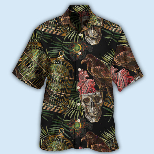 Creative Alien Skull Sci Hawaiian Shirt For Tropical Holidays, Outdoor Gatherings, And Everyday Comfort
