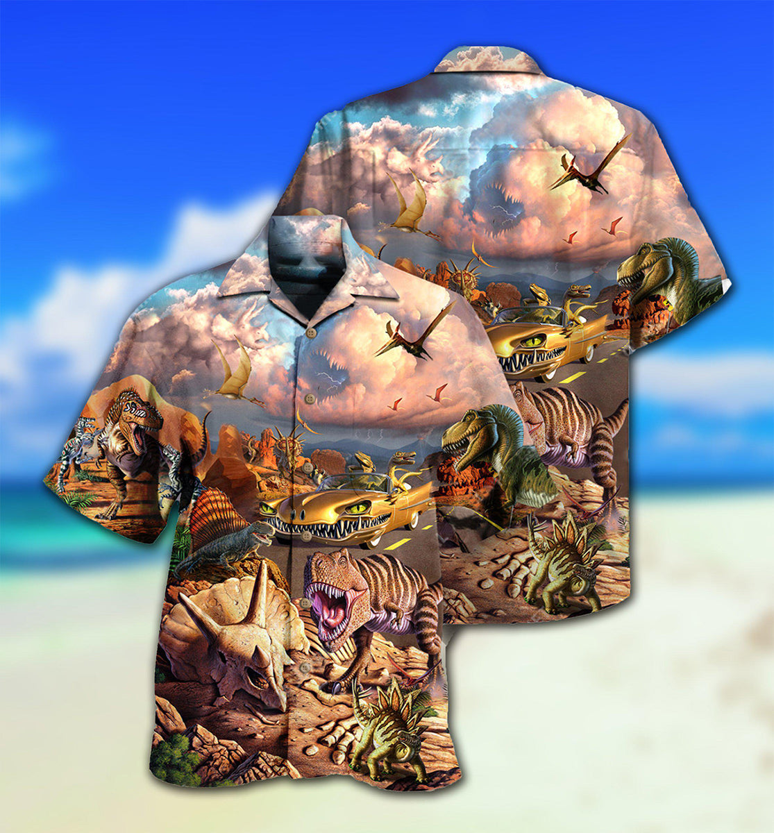 Heavenly Dinosaur Fantasy Hawaiian Shirt For Resort Travel Alternative Fashion And Thoughtful Gifting