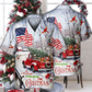 Truck Hearts Home Christmas Cardinal Snow Hawaiian Shirt Pattern Detail For Summer Holidays And Outdoor Fun