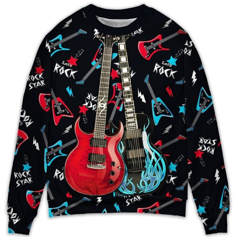 Guitar Music Enthusiast Sweater For Rehearsals Weekend Outings And Expressive Casual Styling