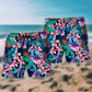 Aloha Tropical Floral Summer Beach Shorts Pattern Detail For Sunny Day Activities And Comfortable Resort Style