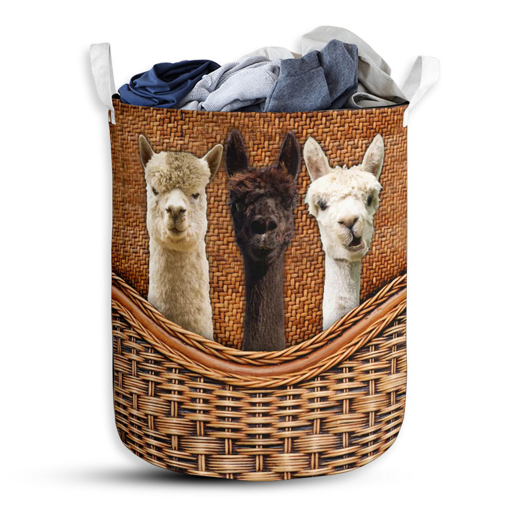 Small Size Alpaca 2 Rattan Texture Laundry Basket For Bathroom Bedroom Storage