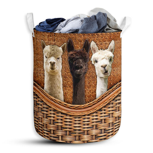 Small Size Alpaca 2 Rattan Texture Laundry Basket For Bathroom Bedroom Storage